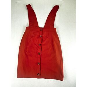 Pinafore Dress Womens 4 Red Button Front Overall Mini Skirt FREE SHIPPING